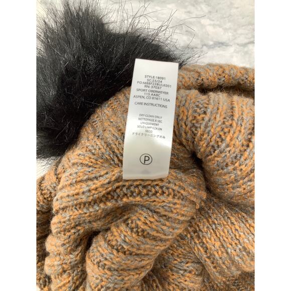 Obermeyer Women's Brown Sugar Fir Faux-Fur Pom Ribbed Beanie Hat Winter L25-14 - Picture 10 of 10